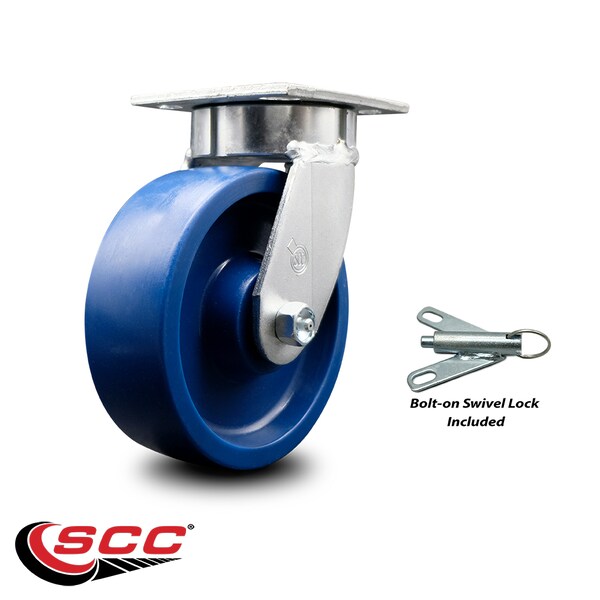 6 Inch Kingpinless Solid Poly Wheel Swivel Caster with Swivel Lock SCC